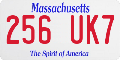 MA license plate 256UK7