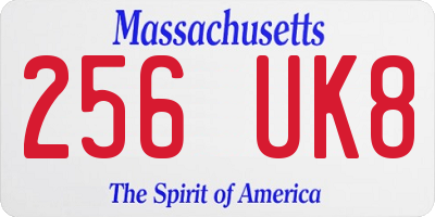 MA license plate 256UK8