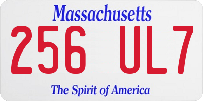 MA license plate 256UL7