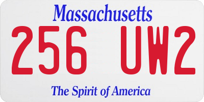MA license plate 256UW2