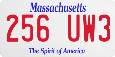 MA license plate 256UW3