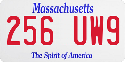 MA license plate 256UW9