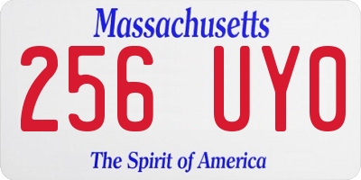 MA license plate 256UY0