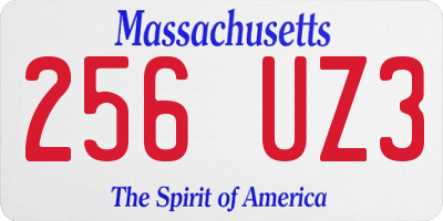 MA license plate 256UZ3