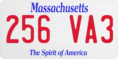 MA license plate 256VA3