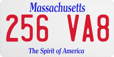 MA license plate 256VA8