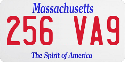 MA license plate 256VA9