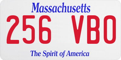 MA license plate 256VB0