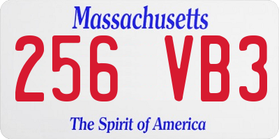 MA license plate 256VB3
