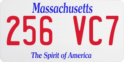 MA license plate 256VC7