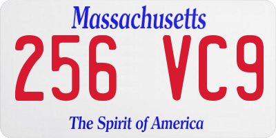MA license plate 256VC9