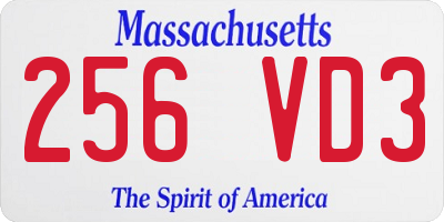 MA license plate 256VD3