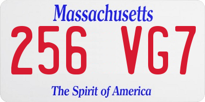 MA license plate 256VG7