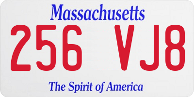 MA license plate 256VJ8