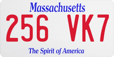 MA license plate 256VK7
