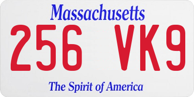 MA license plate 256VK9