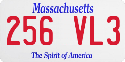 MA license plate 256VL3
