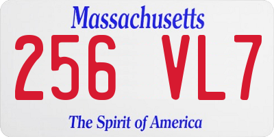 MA license plate 256VL7