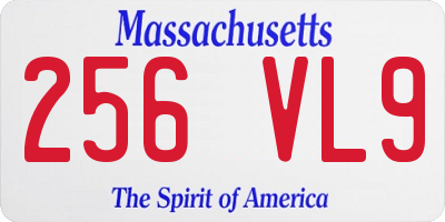 MA license plate 256VL9
