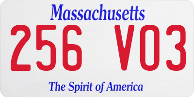 MA license plate 256VO3
