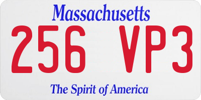 MA license plate 256VP3