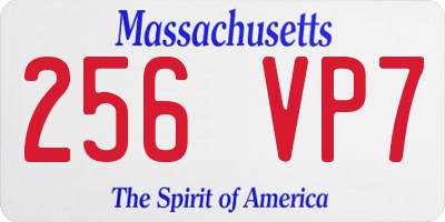 MA license plate 256VP7