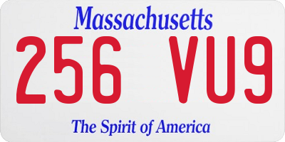 MA license plate 256VU9