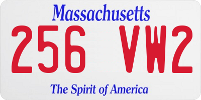 MA license plate 256VW2