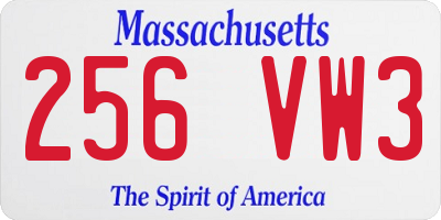 MA license plate 256VW3