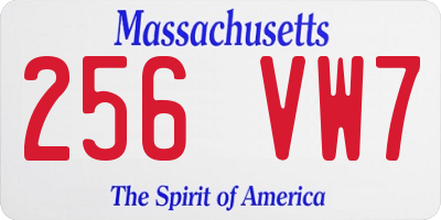 MA license plate 256VW7