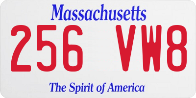 MA license plate 256VW8