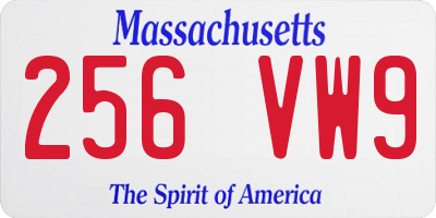 MA license plate 256VW9