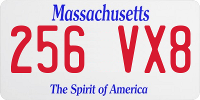 MA license plate 256VX8