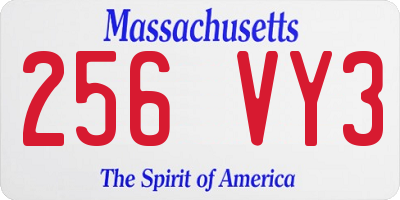 MA license plate 256VY3