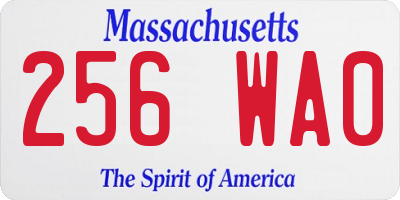MA license plate 256WA0