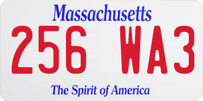 MA license plate 256WA3