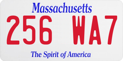 MA license plate 256WA7