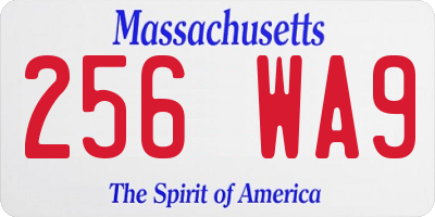 MA license plate 256WA9