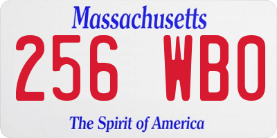 MA license plate 256WB0