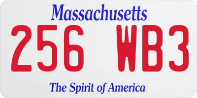 MA license plate 256WB3