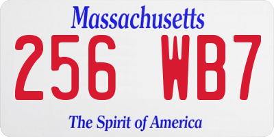 MA license plate 256WB7