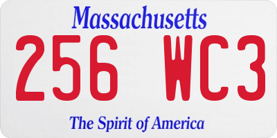 MA license plate 256WC3