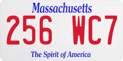 MA license plate 256WC7