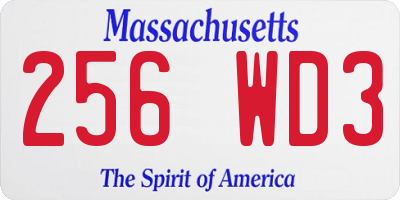 MA license plate 256WD3