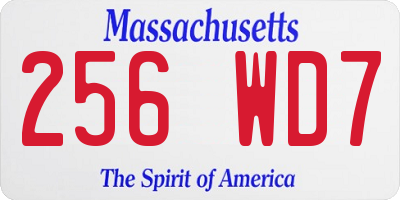 MA license plate 256WD7