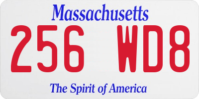 MA license plate 256WD8
