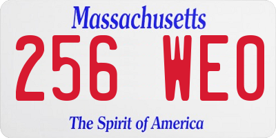 MA license plate 256WE0