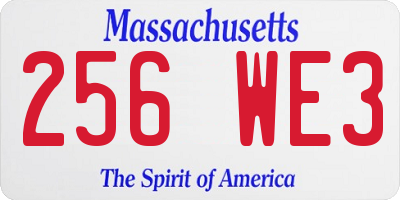 MA license plate 256WE3
