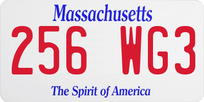 MA license plate 256WG3