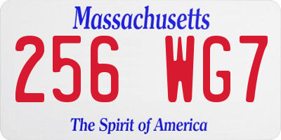 MA license plate 256WG7